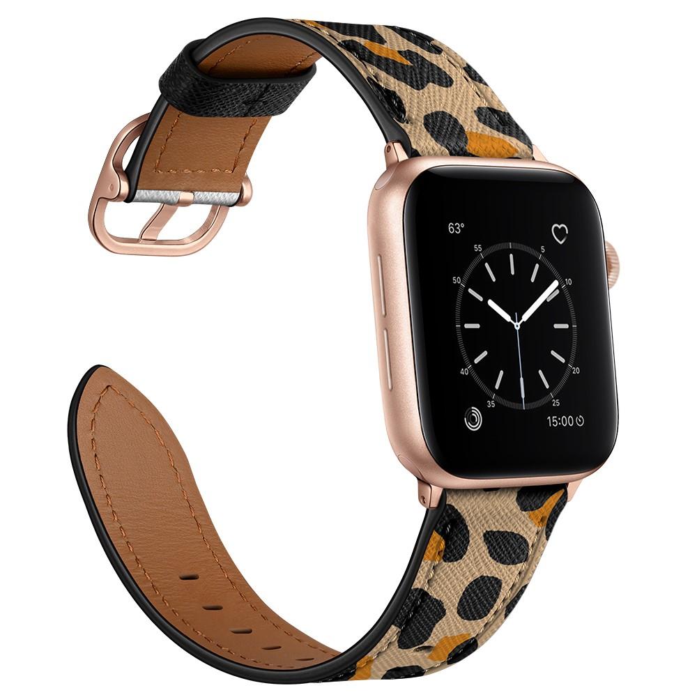 Bracelet en cuir Apple Watch Series 9 45mm, Léopard