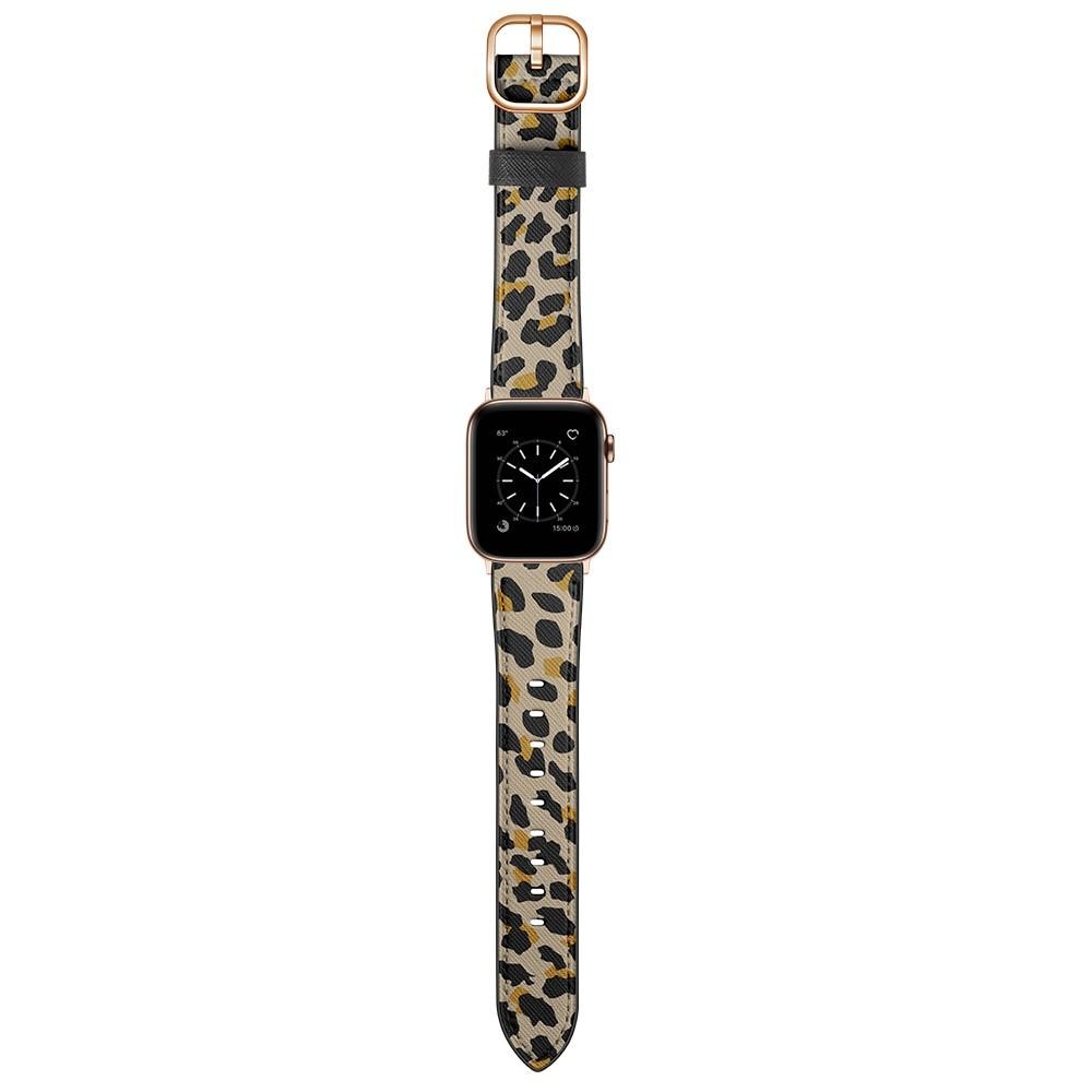 Bracelet en cuir Apple Watch 45mm Series 9, Leopard