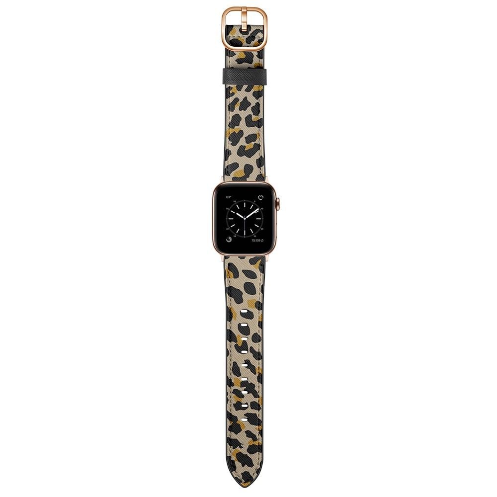 Bracelet en cuir Apple Watch Series 9 45mm, Léopard