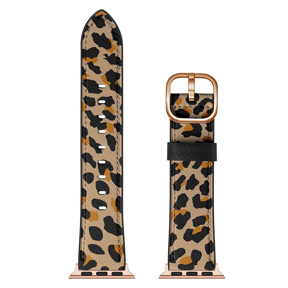 Bracelet en cuir Apple Watch Series 9 45mm, Léopard