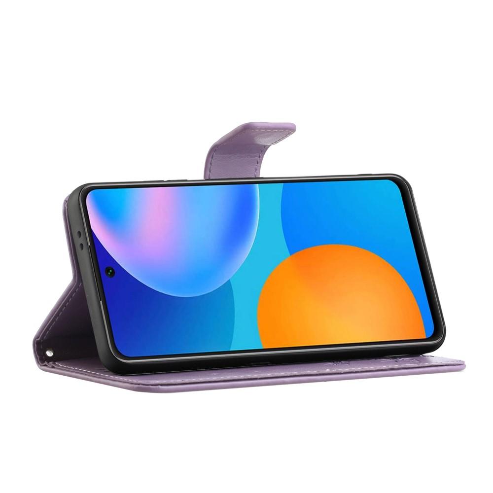 Étui en cuir à papillons pour Samsung Galaxy S21 FE, violet