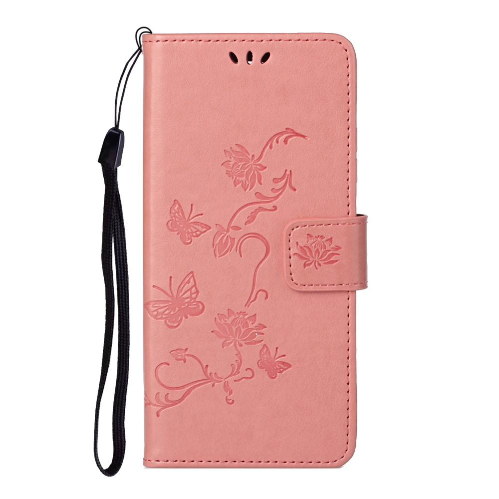 Étui en cuir à papillons pour Samsung Galaxy S21 FE, Rose