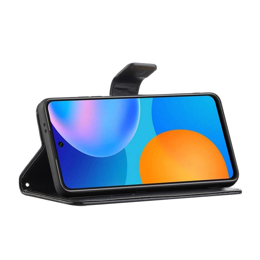 Étui en cuir à papillons pour Samsung Galaxy S21 FE, Noir