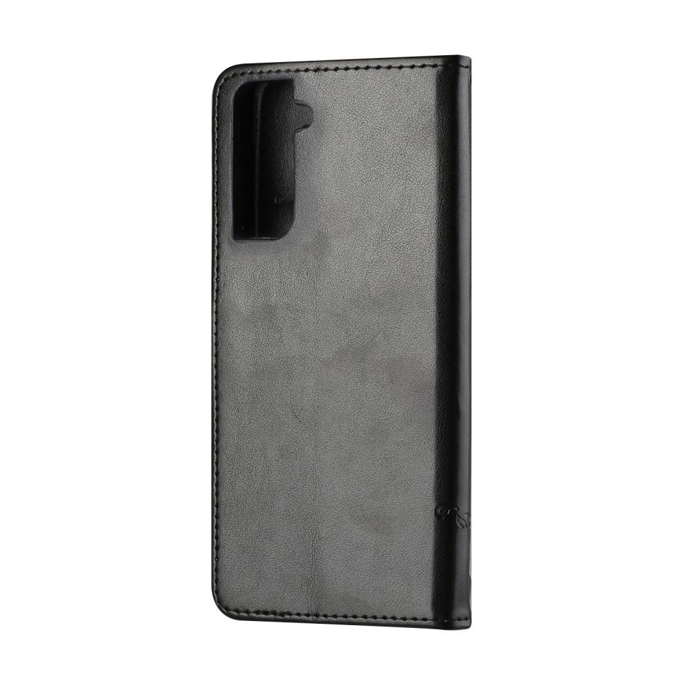 Étui en cuir à papillons pour Samsung Galaxy S21 FE, Noir