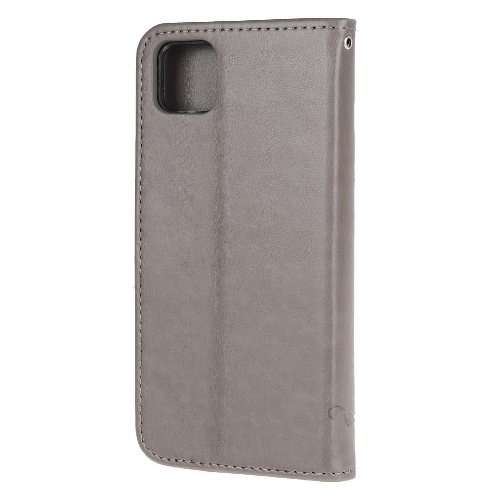 Étui en cuir à papillons pour Huawei Y5p, Gris
