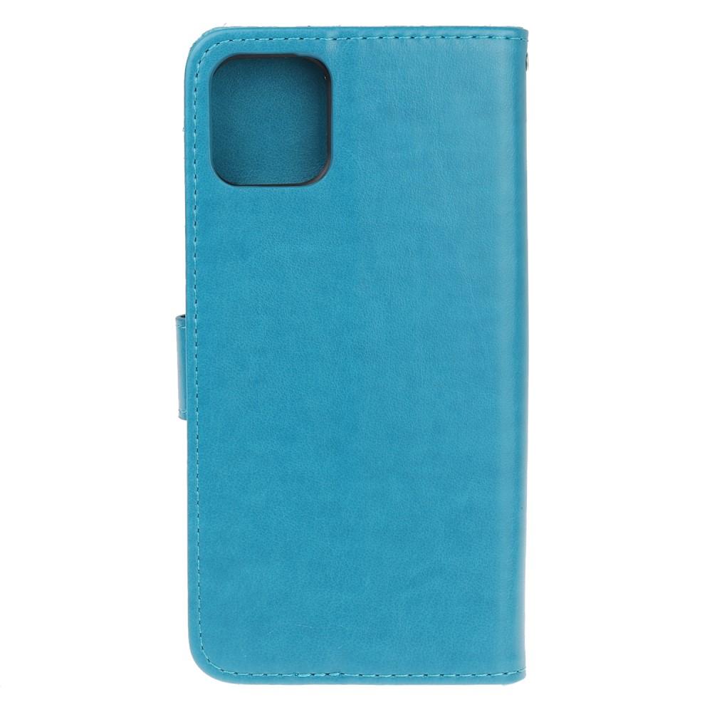 Étui en cuir à papillons pour iPhone 12 Mini, bleu