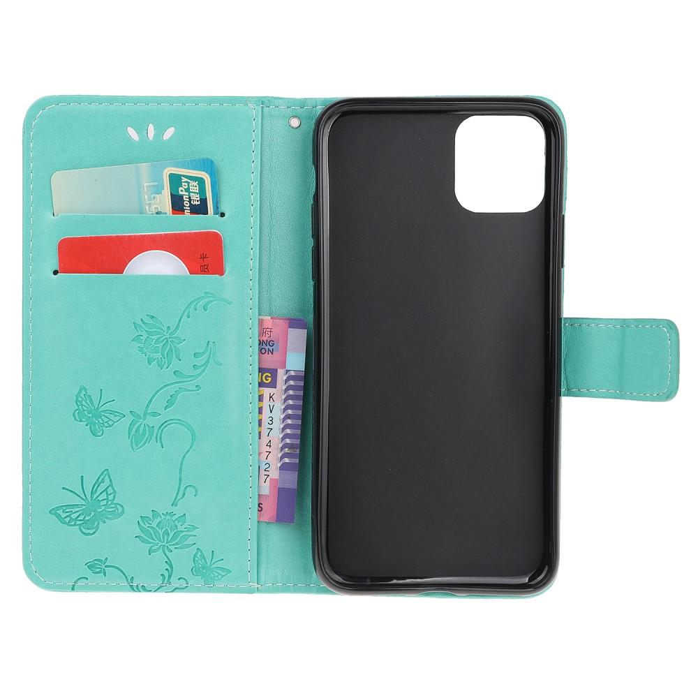 Étui en cuir à papillons pour Apple iPhone 12 Mini, Vert