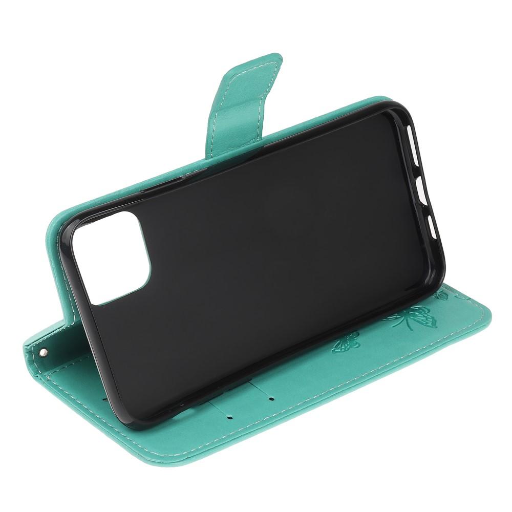 Étui en cuir à papillons pour Apple iPhone 12 Mini, Vert