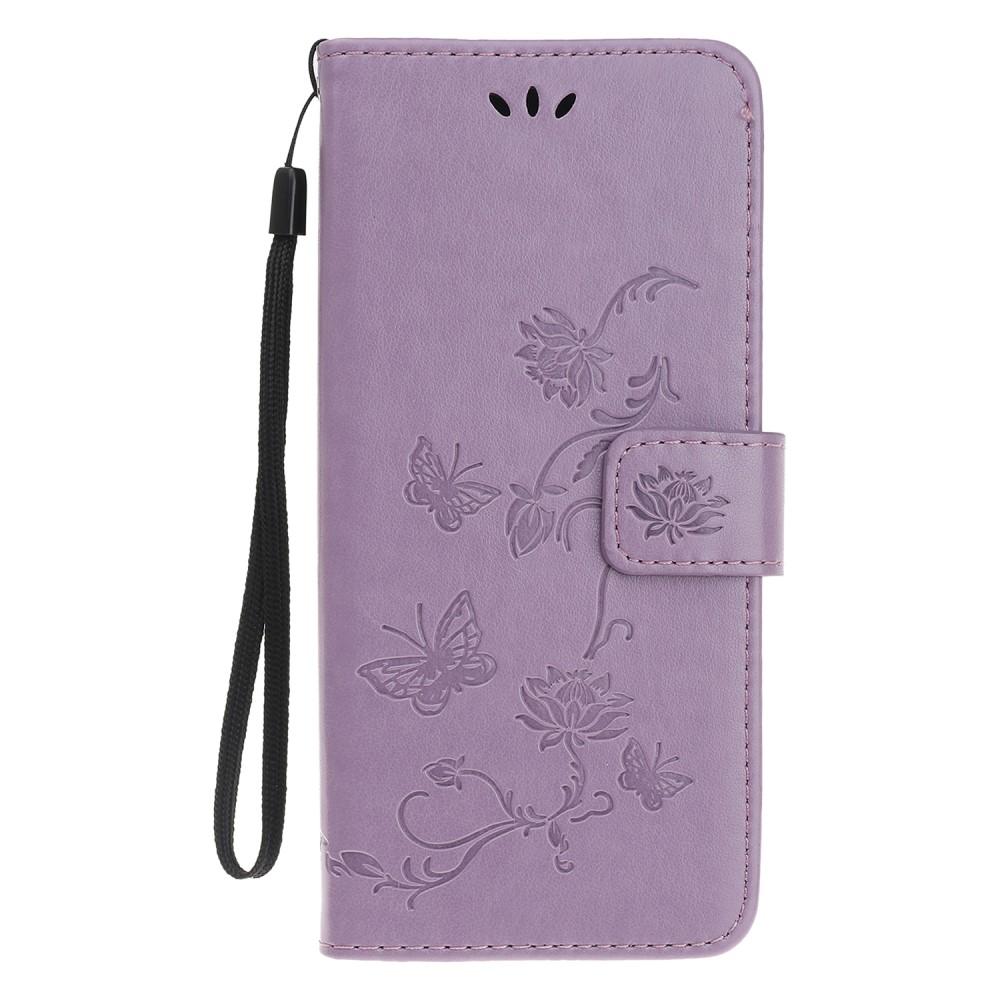 Étui en cuir à papillons pour iPhone 12 Mini, violet