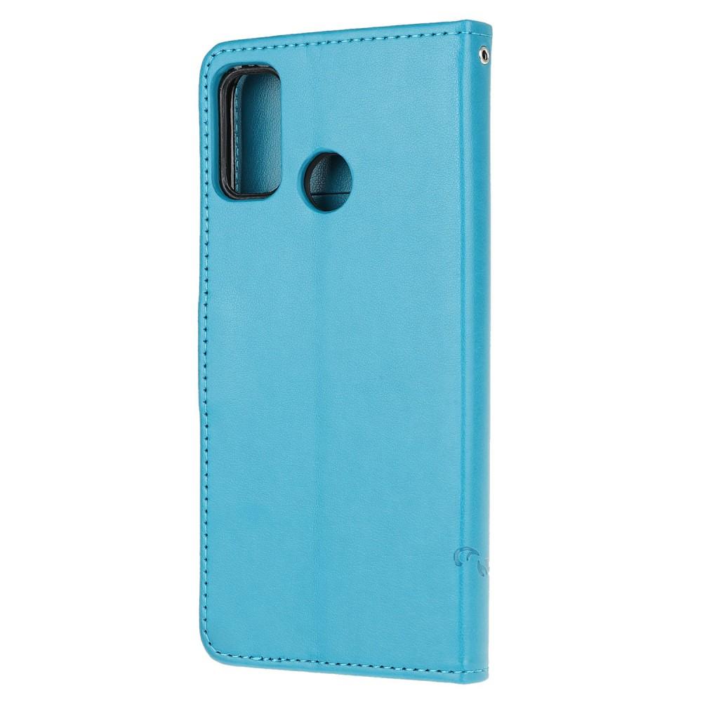 Étui en cuir à papillons pour Motorola Moto G10/G20/G30, bleu