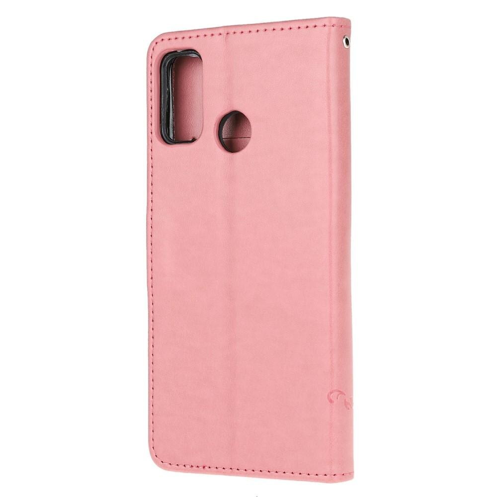 Étui en cuir à papillons pour Motorola Moto G10/G20/G30, rose