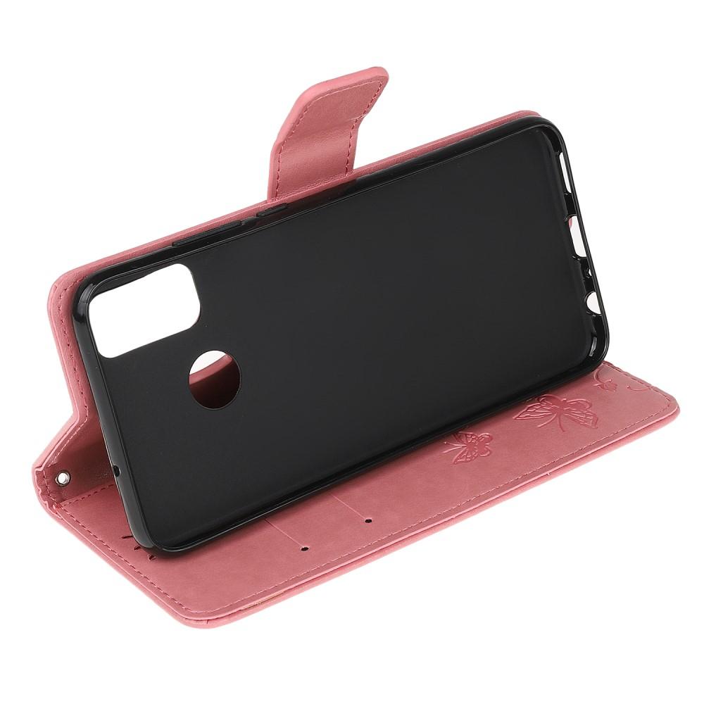 Étui en cuir à papillons pour Motorola Moto G50, Rose