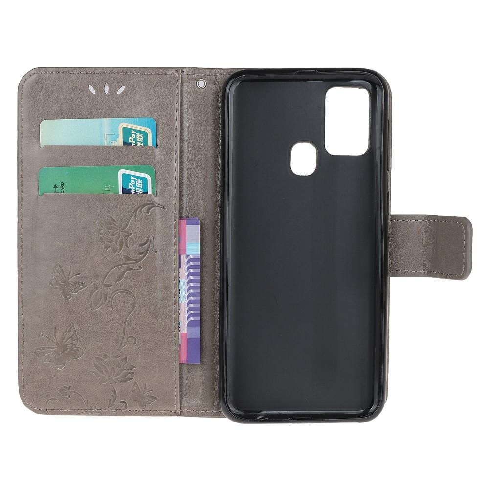 Étui en cuir à papillons pour  OnePlus Nord N100, Gris