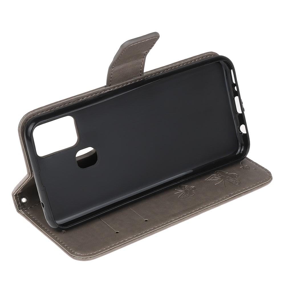 Étui en cuir à papillons pour  OnePlus Nord N100, Gris