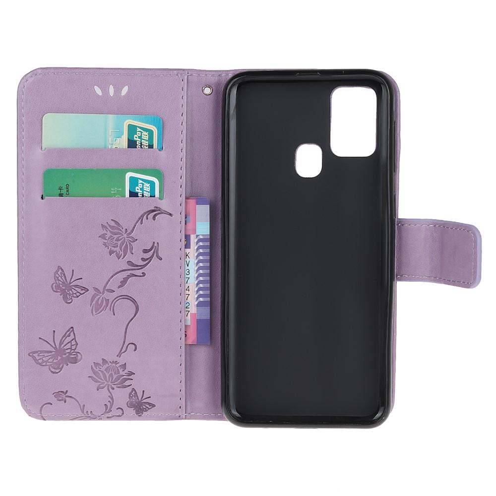 Étui en cuir à papillons pour  OnePlus Nord N100, Violet