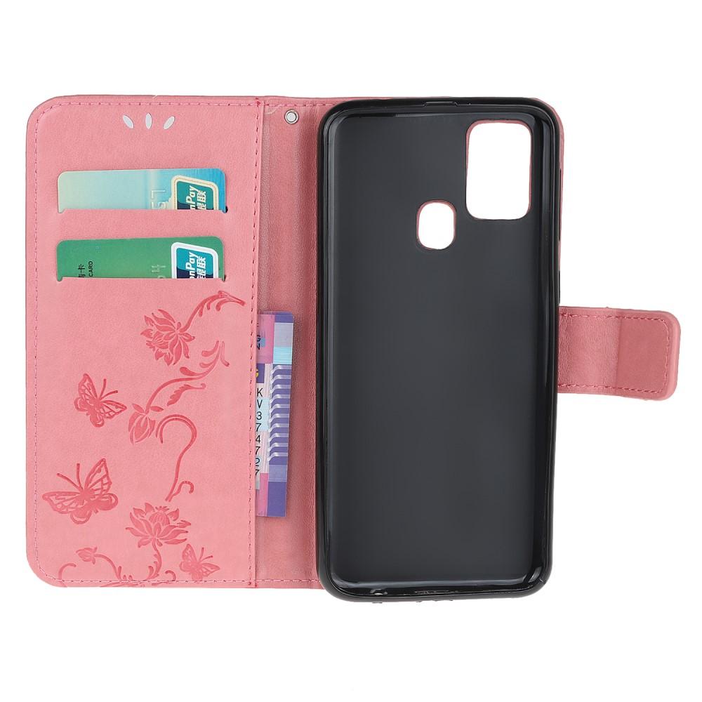 Étui en cuir à papillons pour  OnePlus Nord N100, Rose