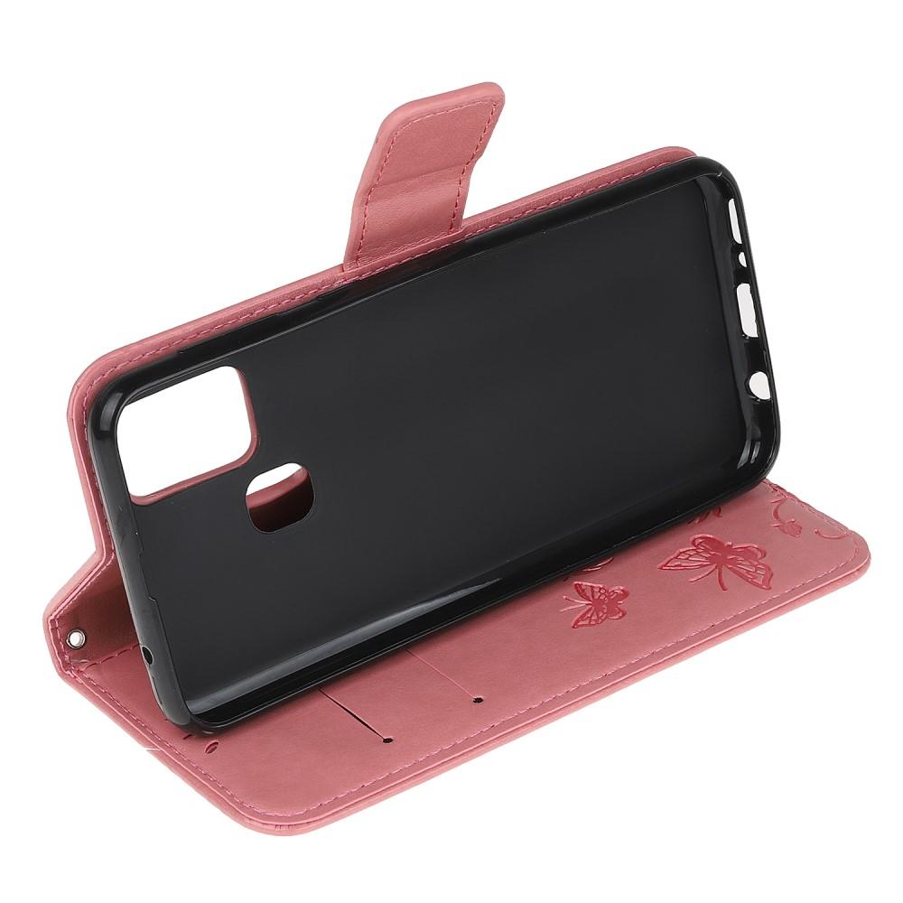 Étui en cuir à papillons pour  OnePlus Nord N100, Rose