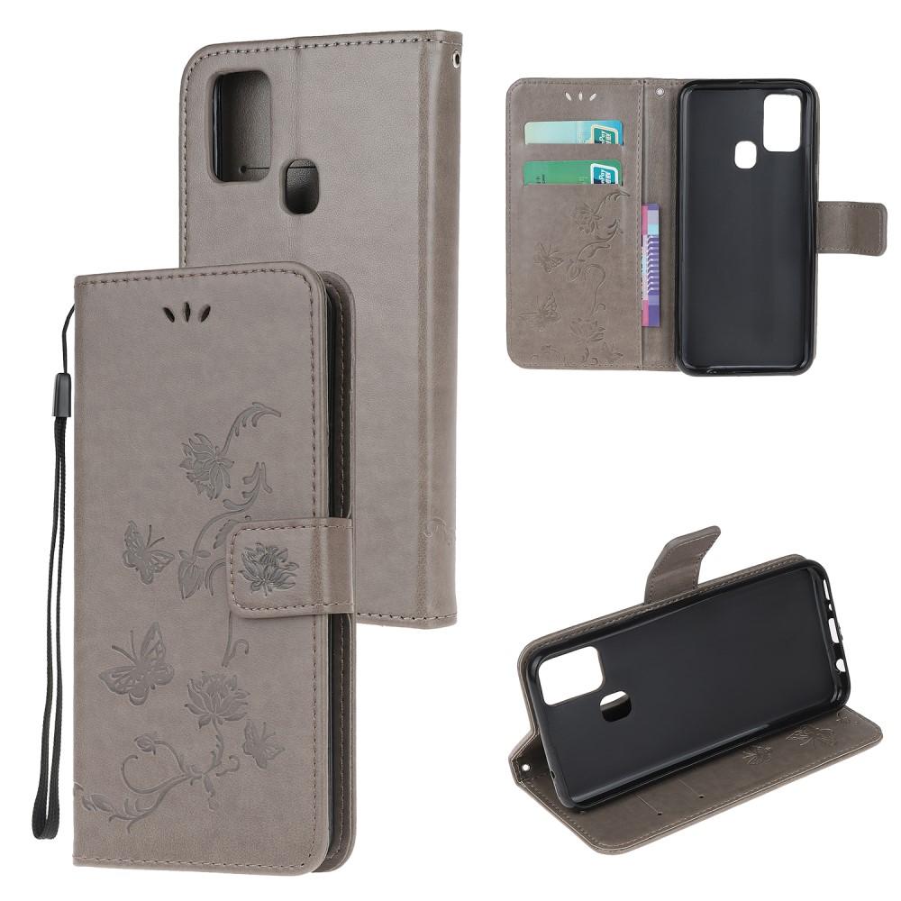Étui en cuir à papillons pour  OnePlus Nord N10 5G, Gris