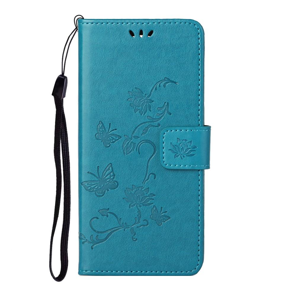 Étui en cuir à papillons pour Xiaomi Redmi Note 10 Pro, Bleu