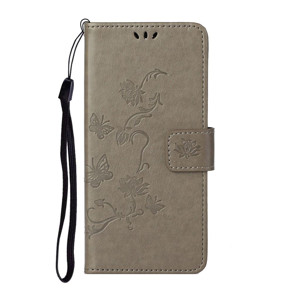 Étui en cuir à papillons pour Xiaomi Redmi Note 10 Pro, Gris