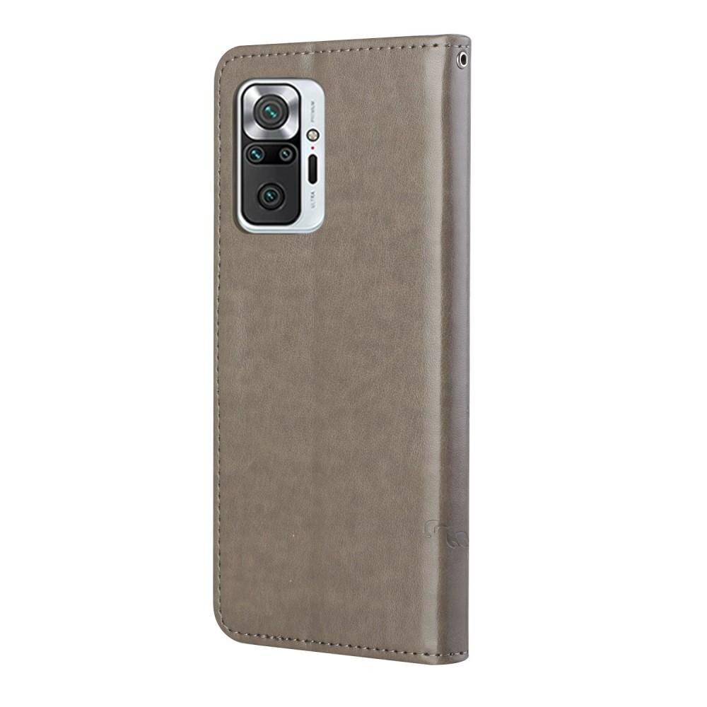 Étui en cuir à papillons pour Xiaomi Redmi Note 10 Pro, Gris