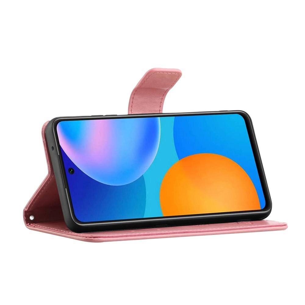 Étui en cuir à papillons pour Xiaomi Redmi Note 10 Pro, rose