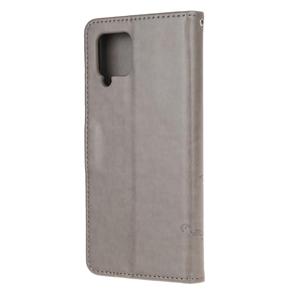Étui en cuir à papillons pour Samsung Galaxy A12 5G, Gris