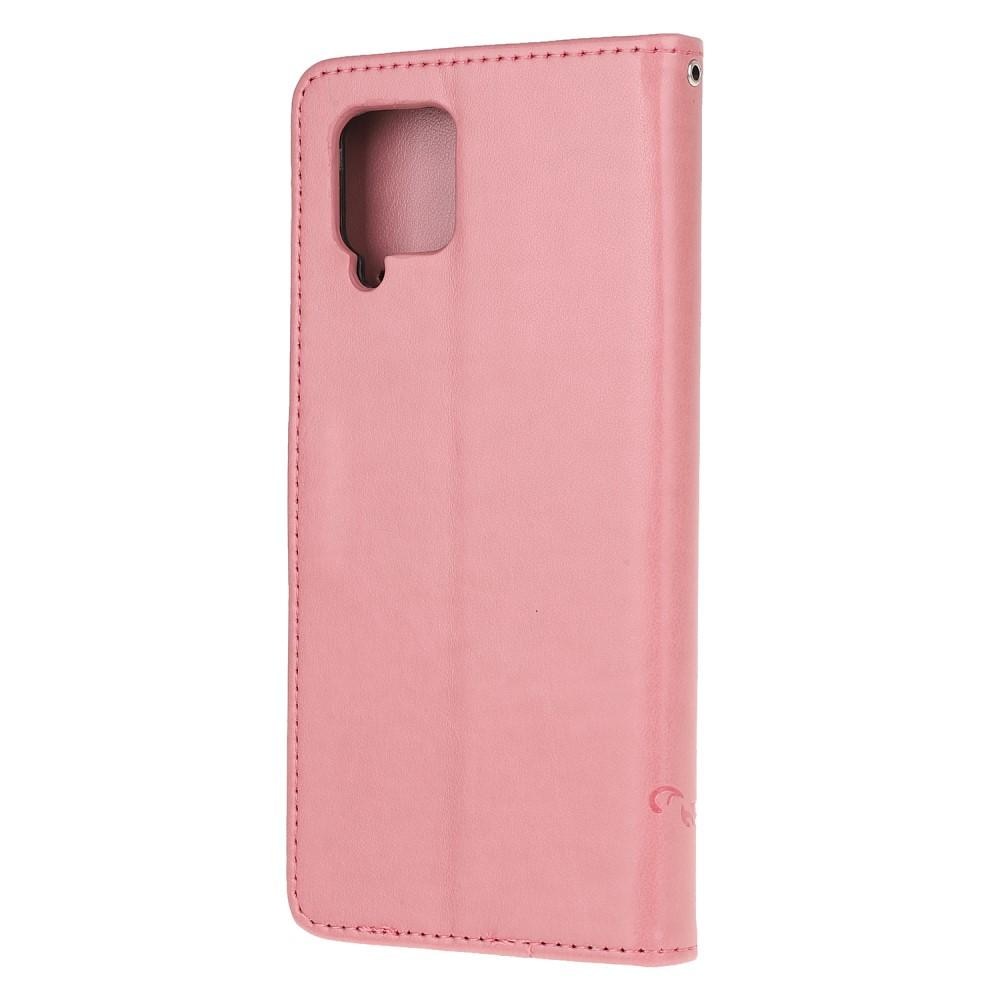 Étui en cuir à papillons pour Samsung Galaxy A12 5G, rose
