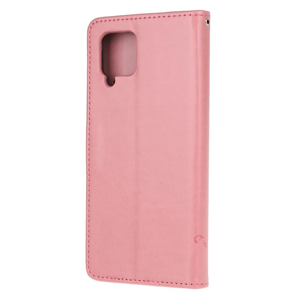 Étui en cuir à papillons pour Samsung Galaxy A12 5G, Rose