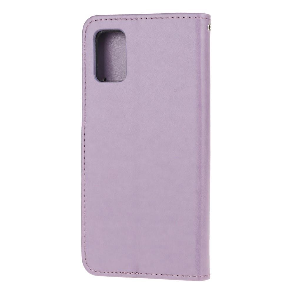 Étui en cuir à papillons pour Samsung Galaxy A32 5G, violet