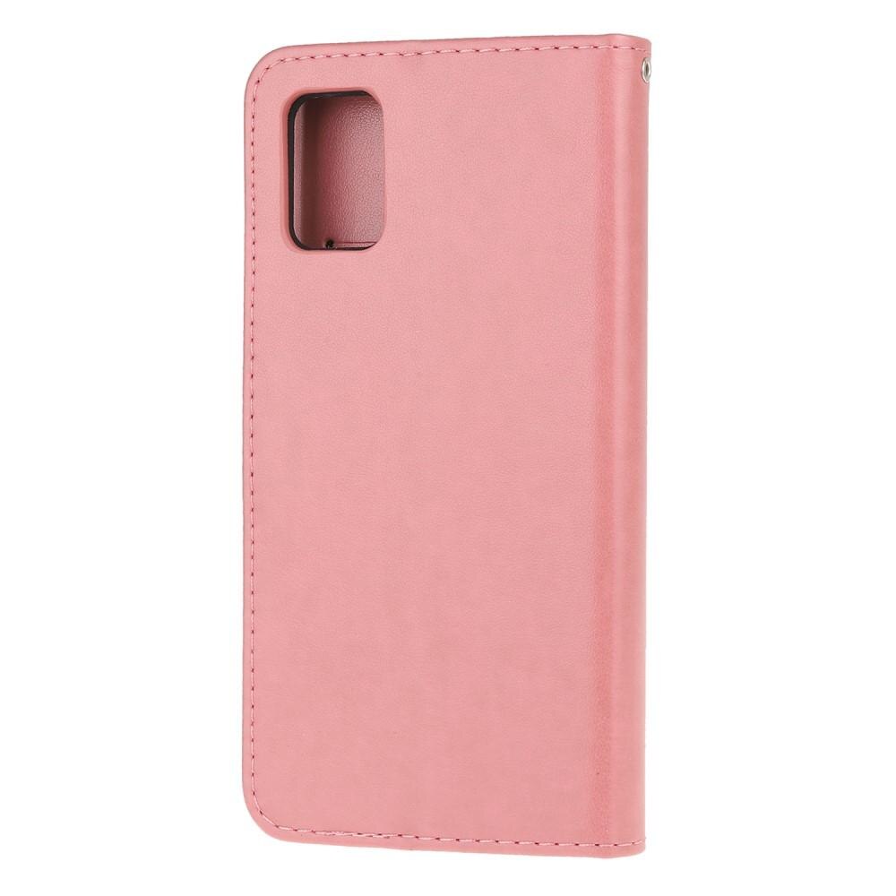 Étui en cuir à papillons pour Samsung Galaxy A32 5G, Rose