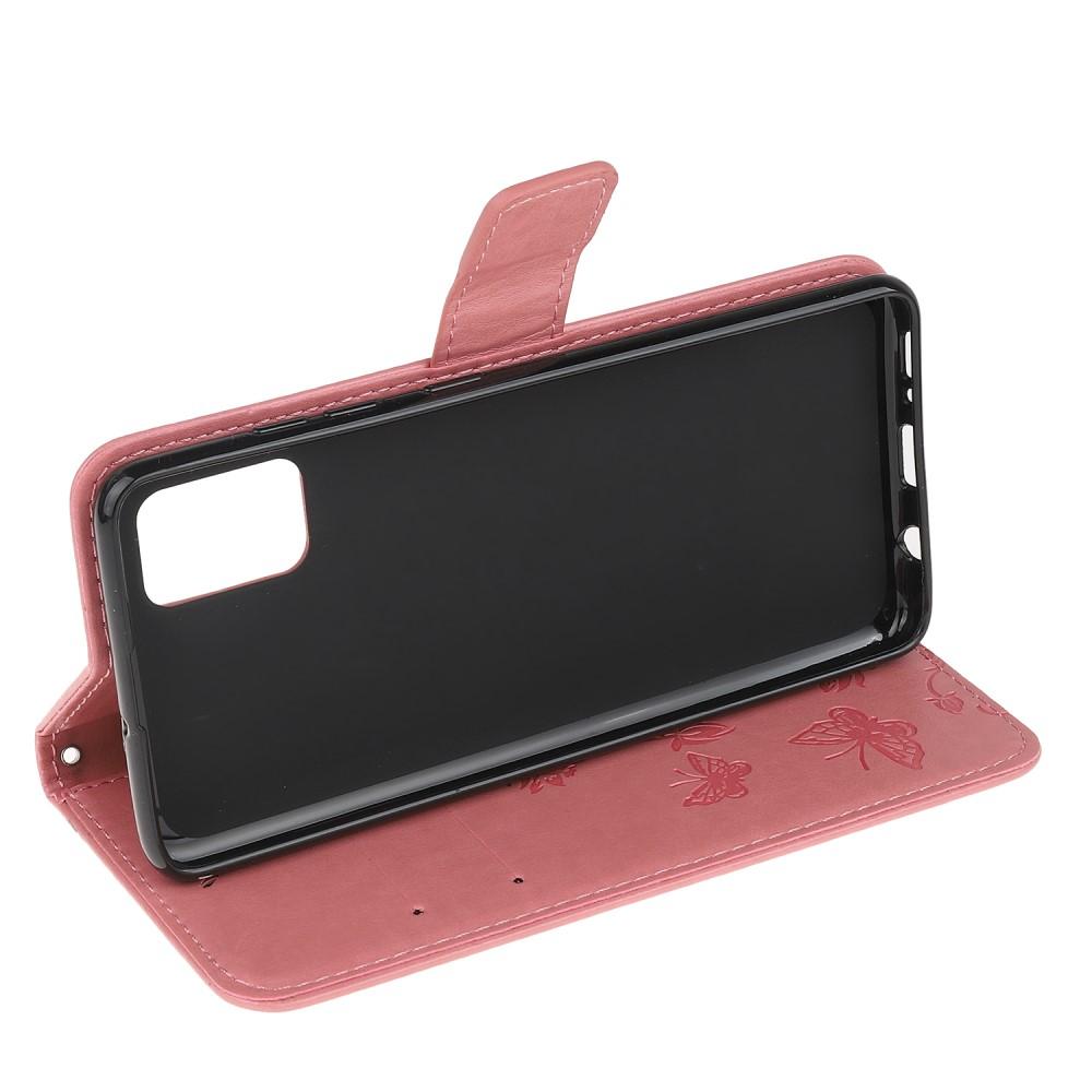 Étui en cuir à papillons pour Samsung Galaxy A41, Rose