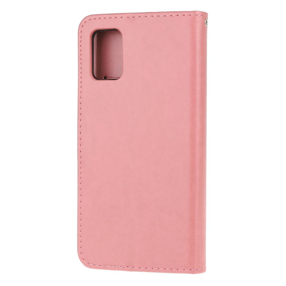 Étui en cuir à papillons pour Samsung Galaxy A41, Rose
