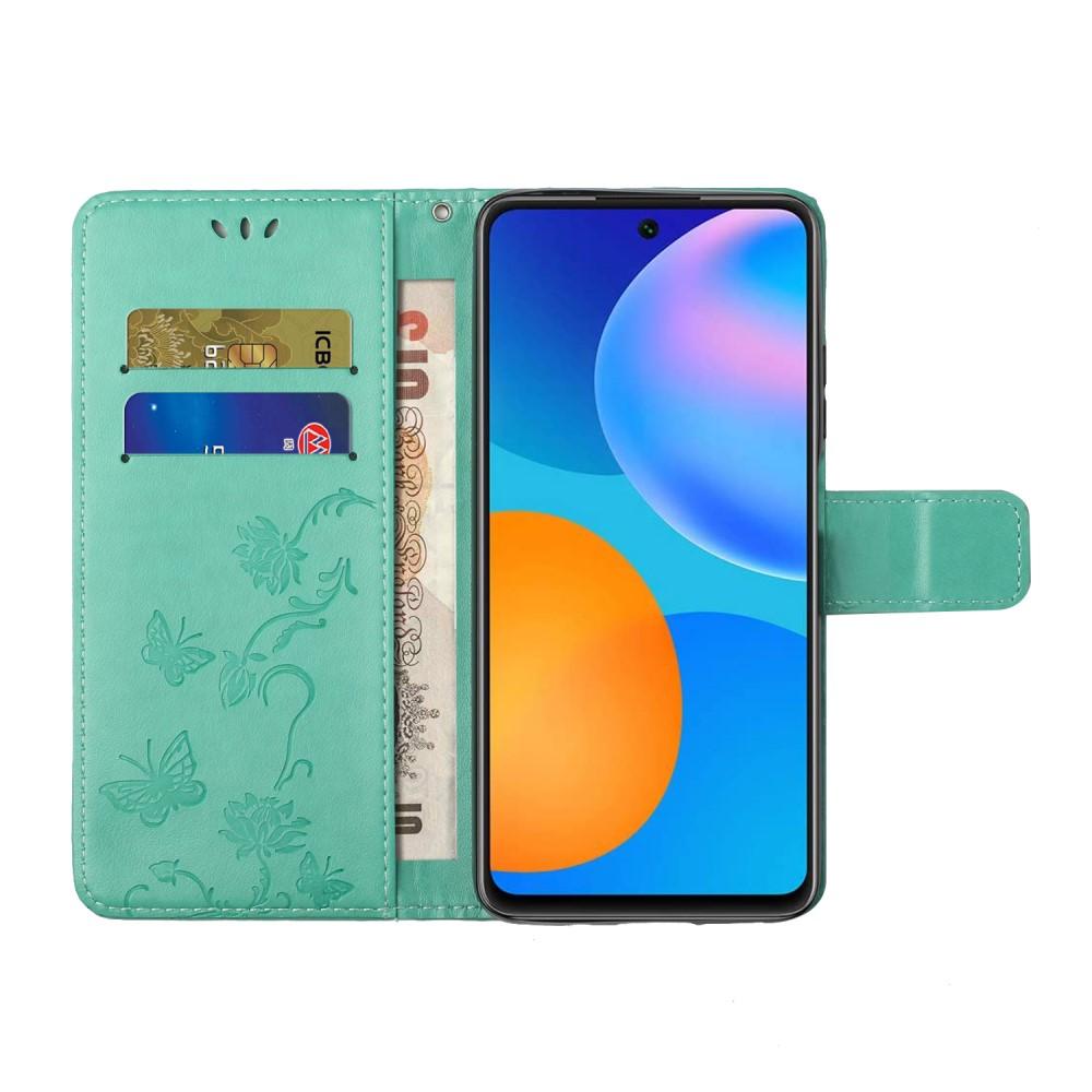 Étui en cuir à papillons pour Samsung Galaxy A52 5G, Vert