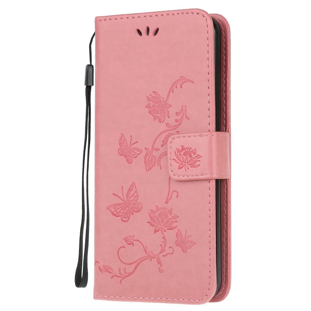 Étui en cuir à papillons pour Samsung Galaxy A52 5G, rose