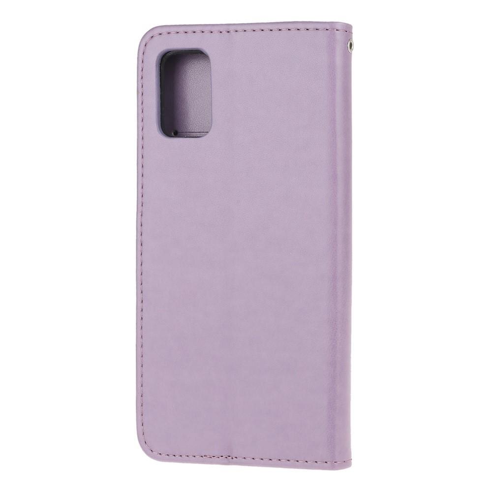 Étui en cuir à papillons pour Samsung Galaxy A72 5G, Violet