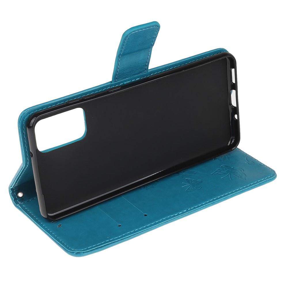 Étui en cuir à papillons pour Samsung Galaxy S20 FE, Bleu