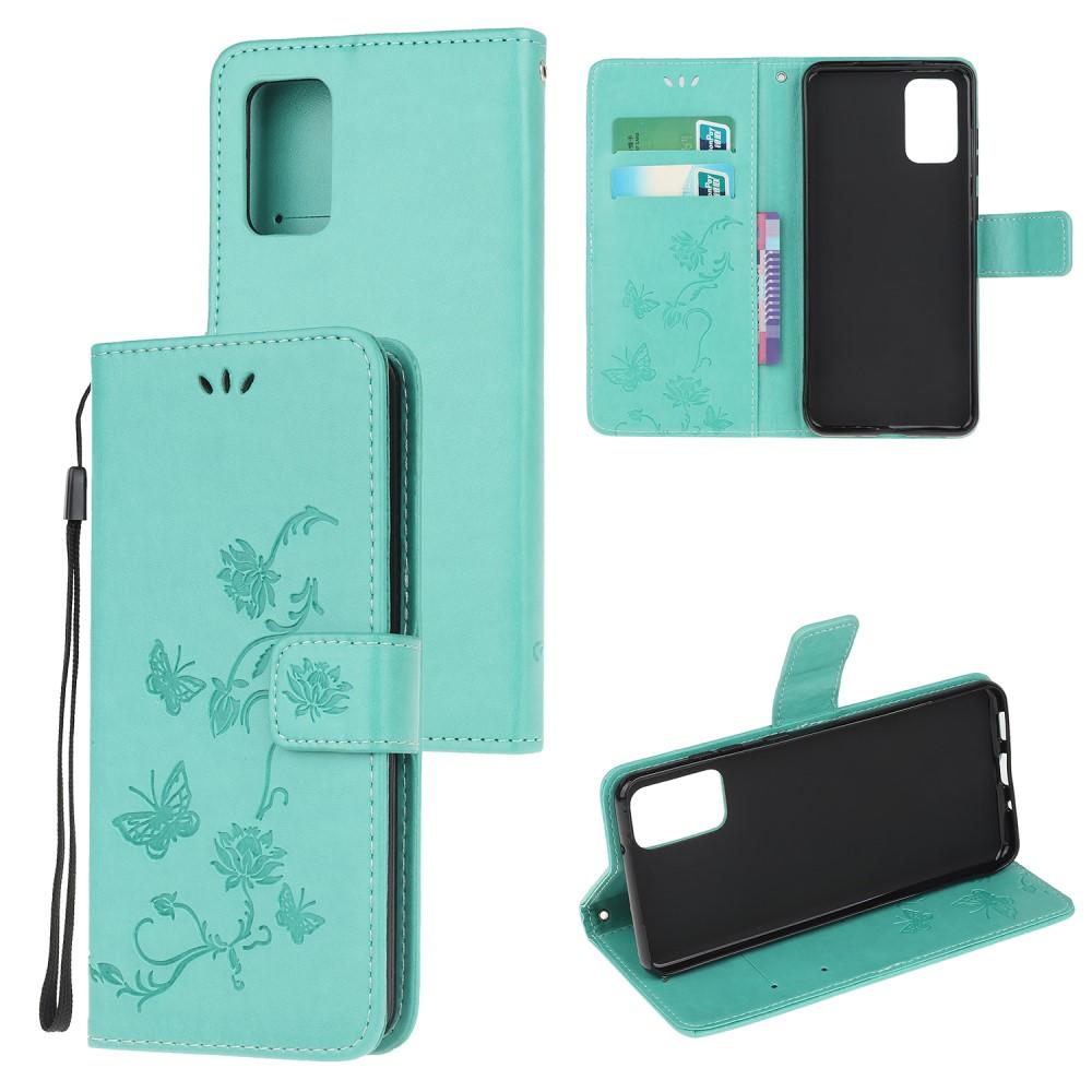 Étui en cuir à papillons pour Samsung Galaxy S20 FE, Vert