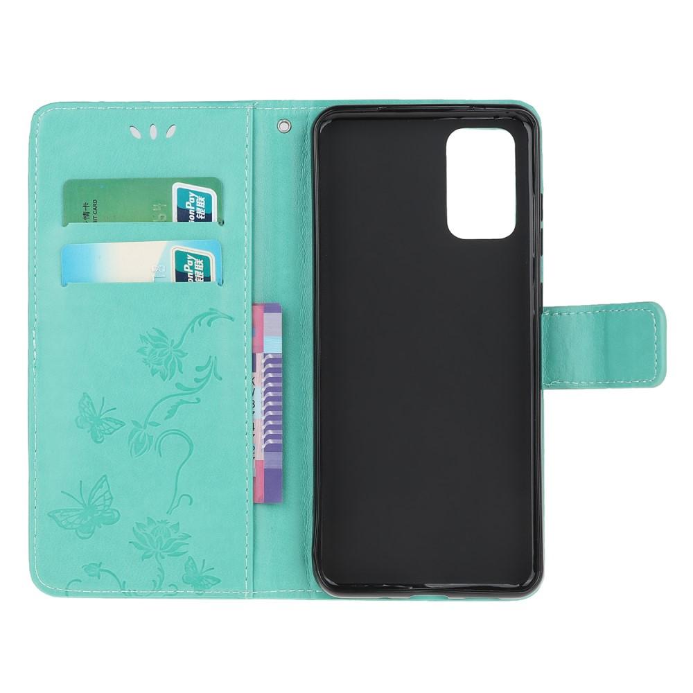 Étui en cuir à papillons pour Samsung Galaxy S20 FE, Vert