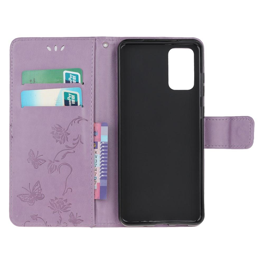 Étui en cuir à papillons pour Samsung Galaxy S20 FE, Violet