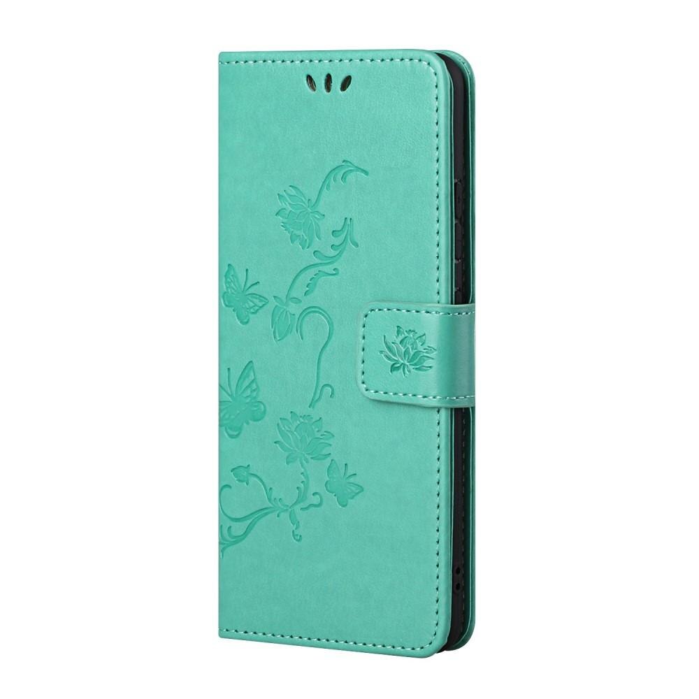 Étui en cuir à papillons pour Samsung Galaxy S21, Vert