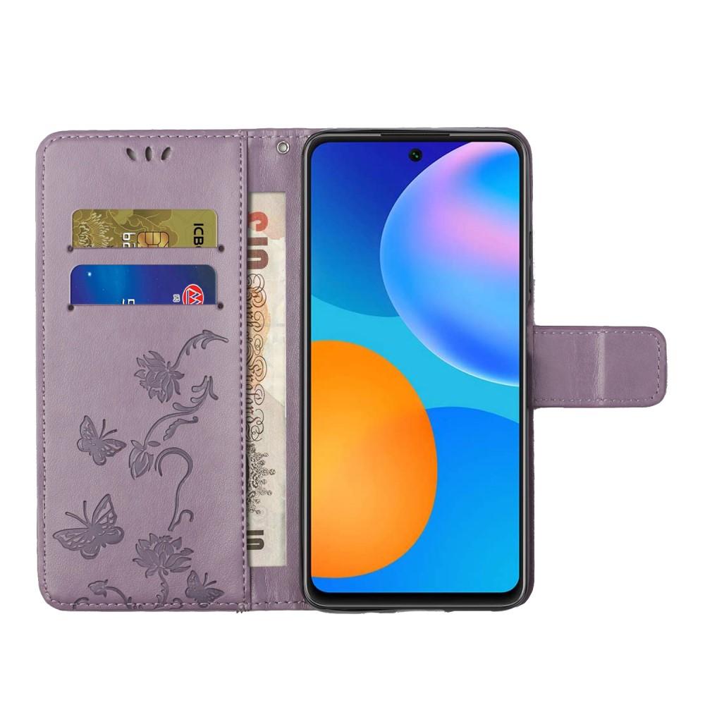 Étui en cuir à papillons pour Samsung Galaxy S21, Violet