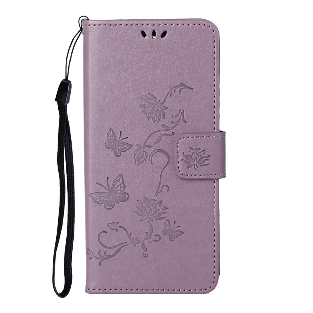 Étui en cuir à papillons pour Samsung Galaxy S21, violet