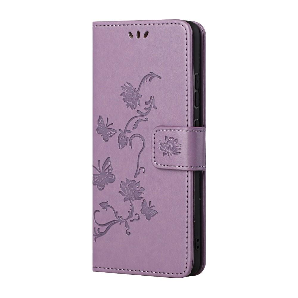 Étui en cuir à papillons pour Samsung Galaxy S21, Violet