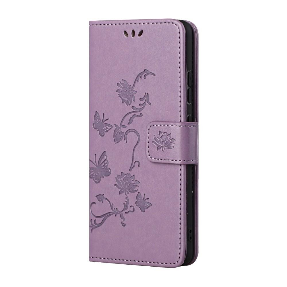 Étui en cuir à papillons pour Samsung Galaxy S21 Plus, Violet