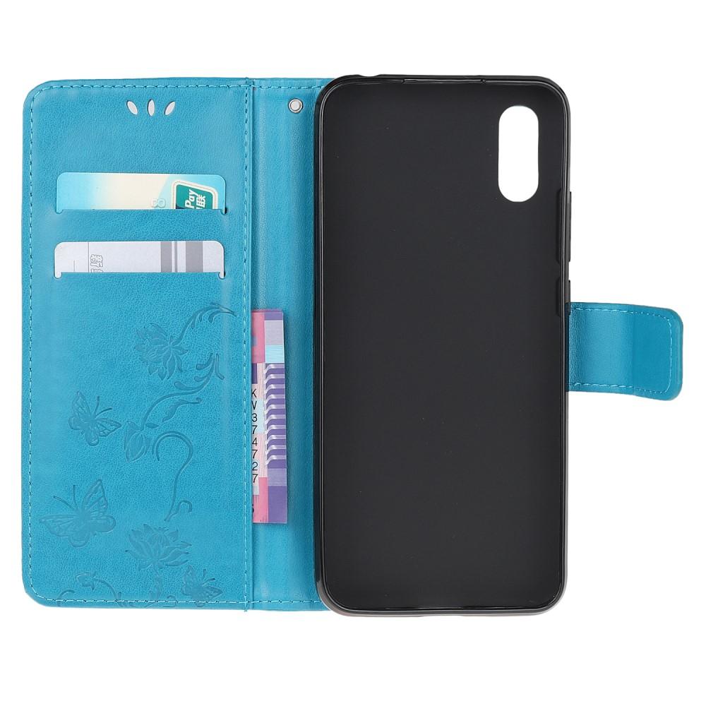 Étui en cuir à papillons pour Samsung Galaxy Xcover 5, Bleu