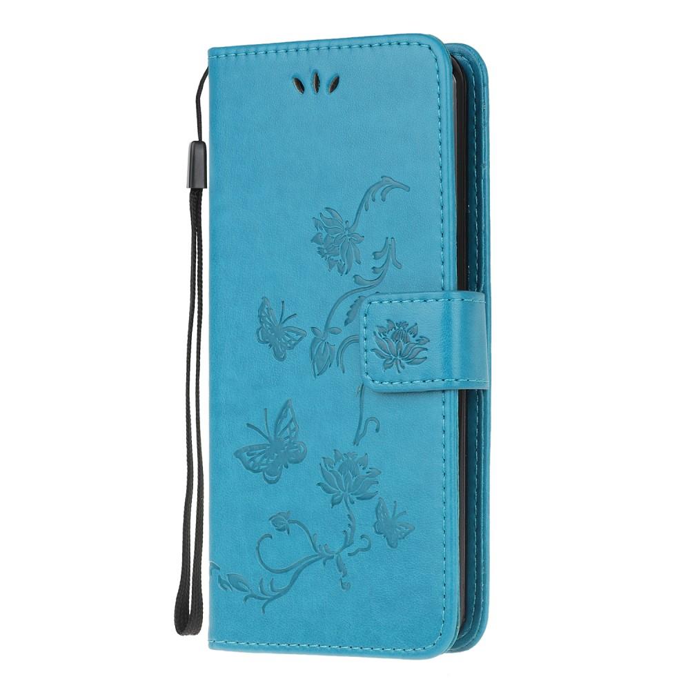 Étui en cuir à papillons pour Samsung Galaxy Xcover 5, bleu