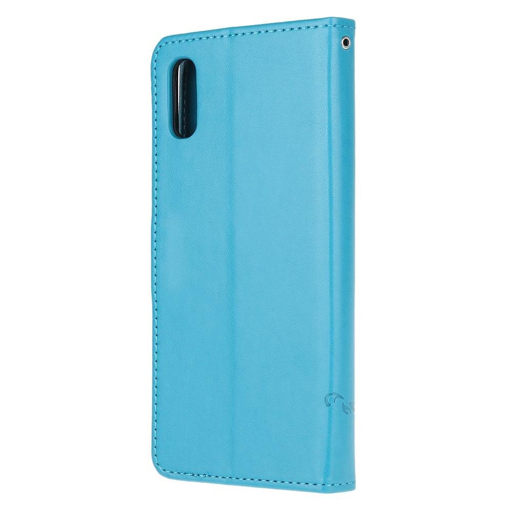 Étui en cuir à papillons pour Samsung Galaxy Xcover 5, bleu