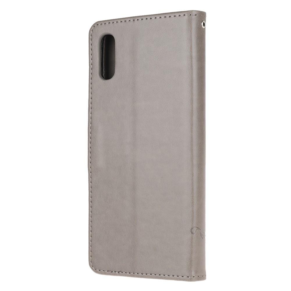 Étui en cuir à papillons pour Samsung Galaxy Xcover 5, gris