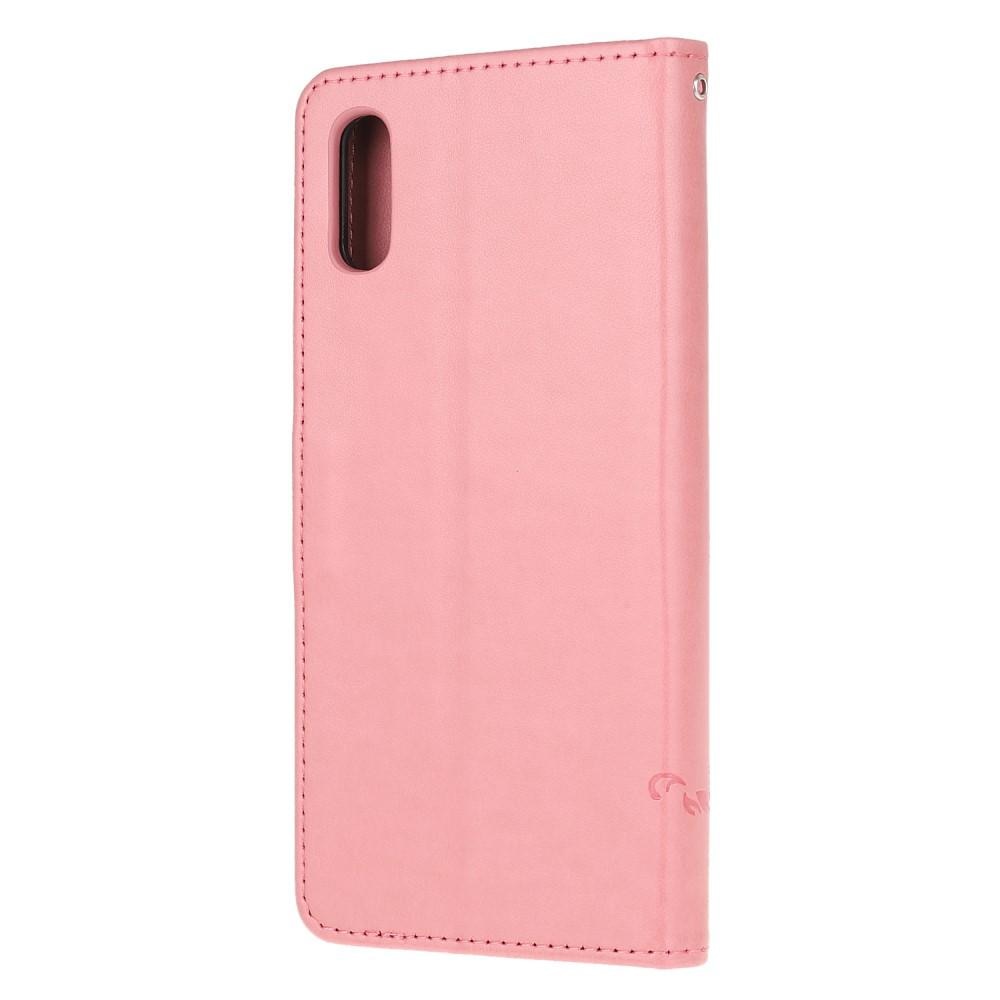 Étui en cuir à papillons pour Samsung Galaxy Xcover 5, rose